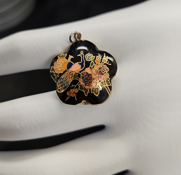 Jewelry - Vintage Cloisonne Enamel Peacock Pendant